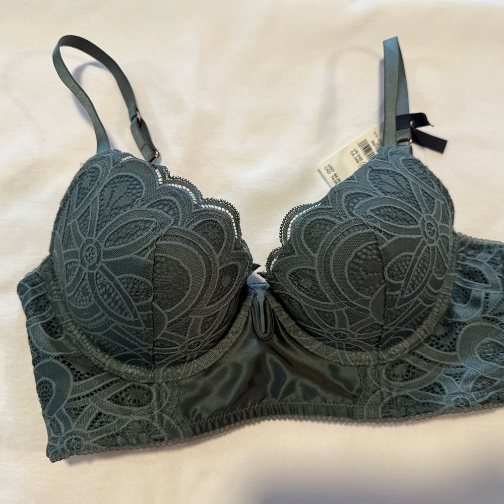 Aerie 34B Green Lace Push-up Bra